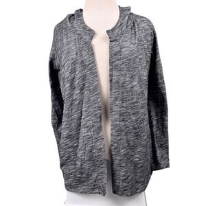 Pure Jill Women's Marled Open Front Hooded Cotton Cardigan Size S Multicolor